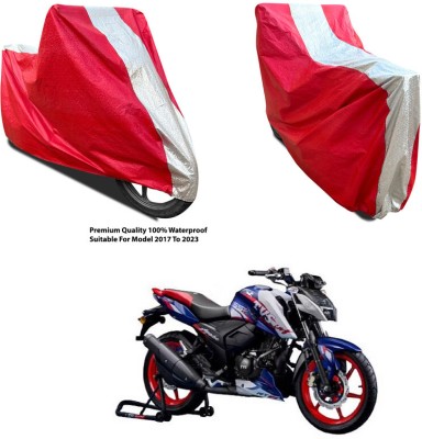 AutoGalaxy Waterproof Two Wheeler Cover for TVS(Apache RTR 180, Silver, Red)