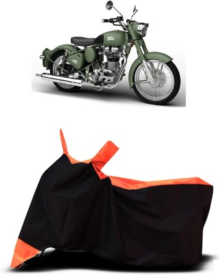 VESMEI Two Wheeler Cover for Royal Enfield(Battle Green, Orange)