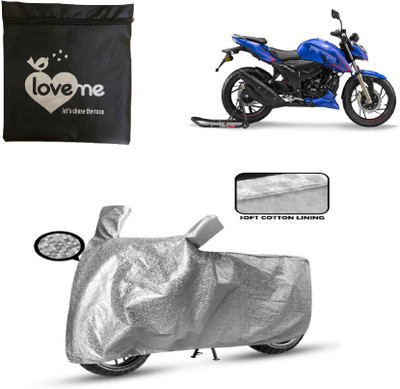 Love Me Two Wheeler Cover for TVS(Apache RTR 200 4V, Silver)