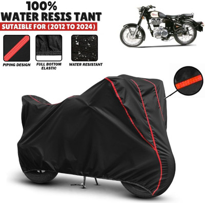 Mwiss Waterproof Two Wheeler Cover for Royal Enfield(350, Black, Red)