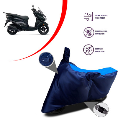 ANTHUB Waterproof Two Wheeler Cover for Suzuki(Burgman Electric, Black, Blue)