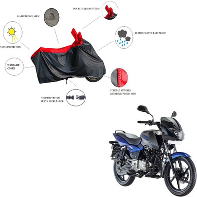 RiderShine Waterproof Two Wheeler Cover for Bajaj(Pulsar 150, Black, Red)