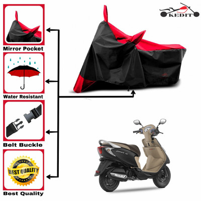 KEDIT Two Wheeler Cover for TVS(Scooty Zest, Red, Black)