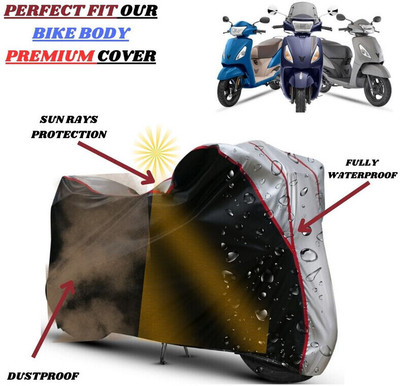 kerwa Waterproof Two Wheeler Cover for TVS(Jupiter 125, Black, Silver)