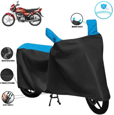 MADAFIYA Waterproof Two Wheeler Cover for Hero(CD deluxe, Black, Blue)
