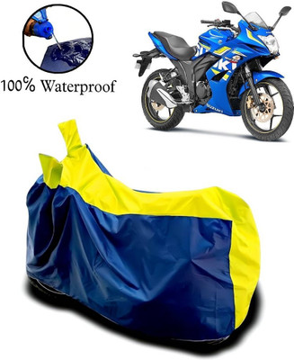 APNEK Waterproof Two Wheeler Cover for Suzuki(Gixxer SF 250, Yellow, Blue)