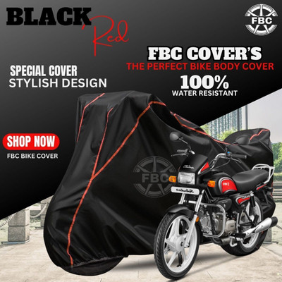AutoGalaxy Waterproof Two Wheeler Cover for Hero(Splendor, Black, Red)