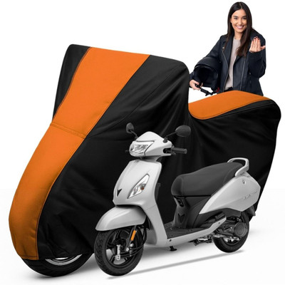Car Styling Waterproof Two Wheeler Cover for TVS(Jupiter, Black, Orange)
