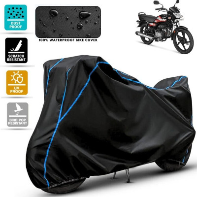 Amikan Waterproof Two Wheeler Cover for Hero(HF Deluxe, Black, Blue)