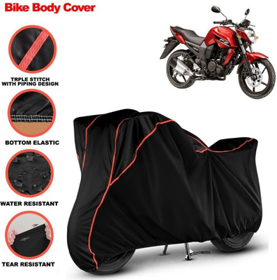 Grizzly Two Wheeler Cover for Yamaha(FZ-S FI, Black, Red)