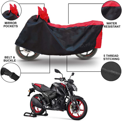 Y3H Two Wheeler Cover for TVS(Apache RTR 160 4V, Black, Red)