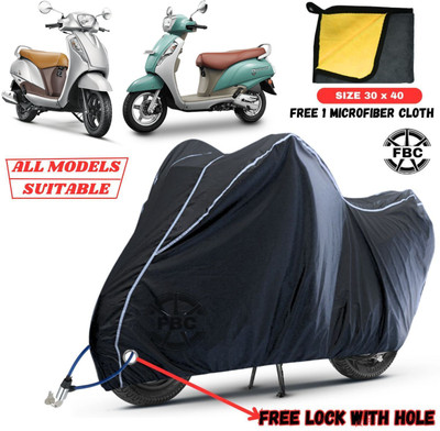 AUTOCAD Waterproof Two Wheeler Cover for Suzuki(Access 125, Black, White)