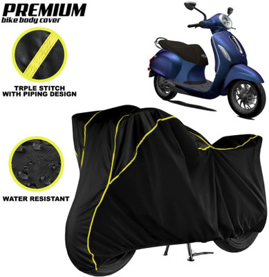kerwa Waterproof Two Wheeler Cover for Bajaj(Chetak, Black, Yellow)