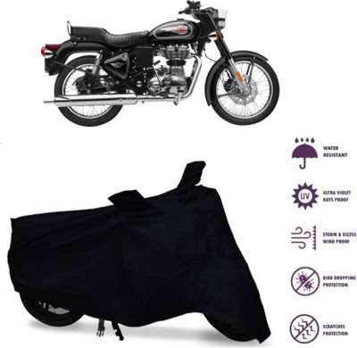 smwzxyu Waterproof Two Wheeler Cover for Royal Enfield(Classic 350 Signals, Black)