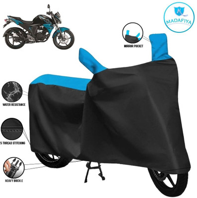 MADAFIYA Waterproof Two Wheeler Cover for Yamaha(FZ S FI (V 2.0), Black, Blue)
