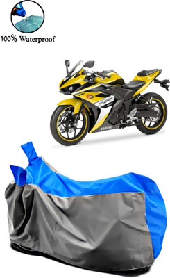 Autofly Waterproof Two Wheeler Cover for Yamaha(YZF R25, Grey, Blue)