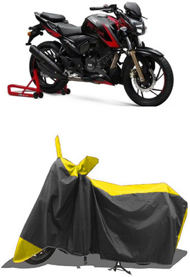 SUGASHRI Waterproof Two Wheeler Cover for TVS(Apache RTR 200 Fi E100, Yellow, Black)