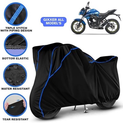 Shiv Kanha Waterproof Two Wheeler Cover for Suzuki(Gixxer, Black, Blue)