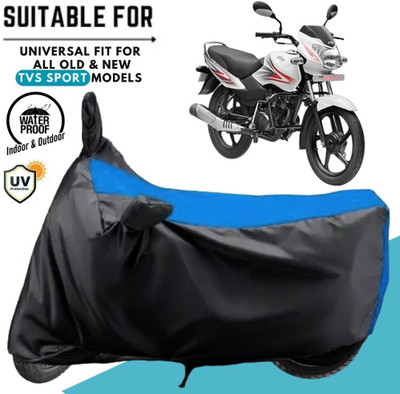 MADAFIYA Waterproof Two Wheeler Cover for TVS(Sport, Black, Blue)