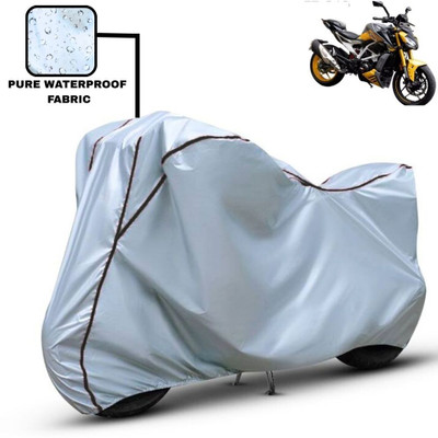 Delphinium Waterproof Two Wheeler Cover for TVS(Apache RTR 310, Silver, Black)