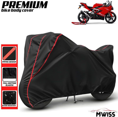 Mwiss Waterproof Two Wheeler Cover for TVS(Apache RR 310, Black, Red)