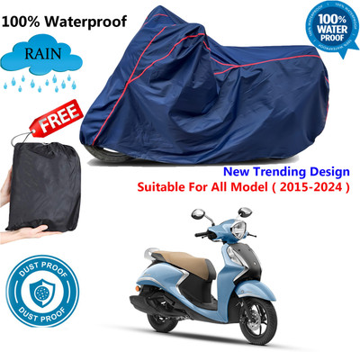 AUTOCAD Waterproof Two Wheeler Cover for Yamaha(Fascino 125 FI, Blue, Red)