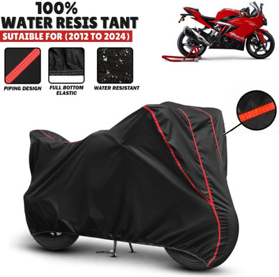 Mwiss Waterproof Two Wheeler Cover for TVS(Apache RR 310, Black, Red)