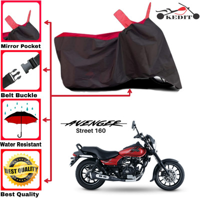 KEDIT Two Wheeler Cover for Bajaj(Avenger 150 Street, Red, Black)