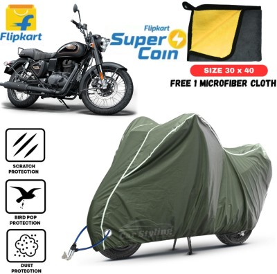 Car Styling Waterproof Two Wheeler Cover for Royal Enfield(Bullet 350, Green, White)