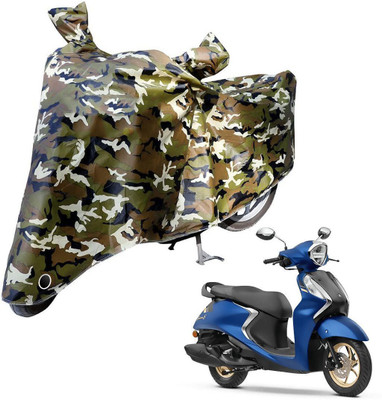Laxnera Waterproof Two Wheeler Cover for Yamaha(Fascino 125 BS6, Green, Black, White)