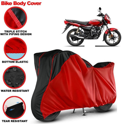 Grizzly Two Wheeler Cover for Bajaj(Platina 110, Black, Red)