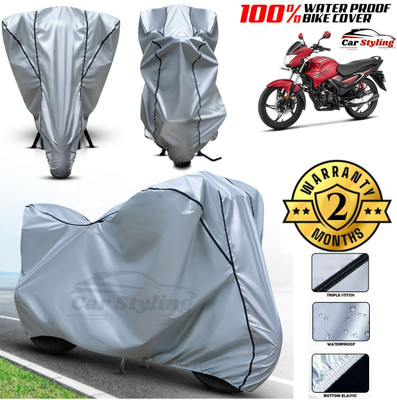 Car Styling Waterproof Two Wheeler Cover for Hero(Glamour Blaze, Silver, Black)