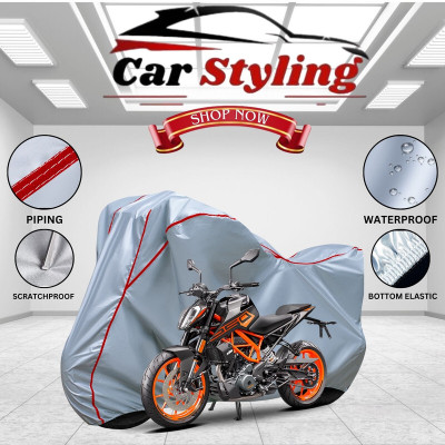 Car Styling Waterproof Two Wheeler Cover for KTM(250 Duke BS6, Silver, Red)