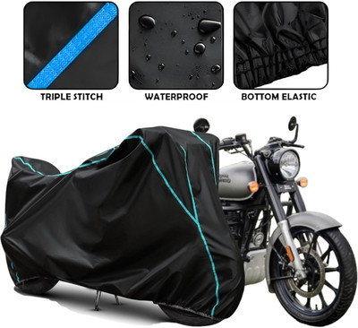 Kishori Enterprises Waterproof Two Wheeler Cover for Royal Enfield(Bullet, Black)