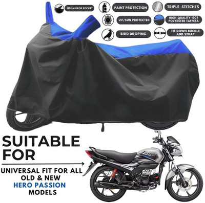 MADAFIYA Two Wheeler Cover for Hero(Passion Pro i3S, Black, Blue)