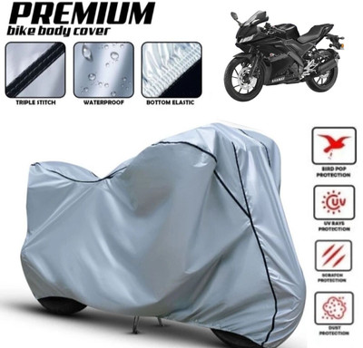 Shiv Kanha Waterproof Two Wheeler Cover for Yamaha(R15, Silver, Black)