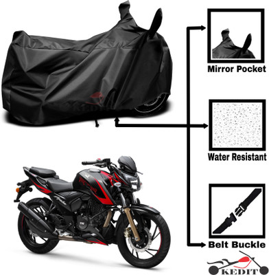 KEDIT Two Wheeler Cover for Universal For Bike(Apache RTR 200 4V, Black)