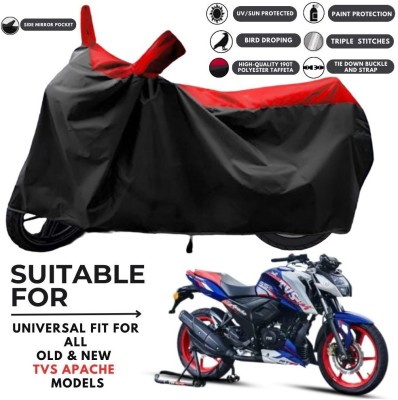 ZAQE Two Wheeler Cover for TVS(Apache RTR 180, Black, Red)