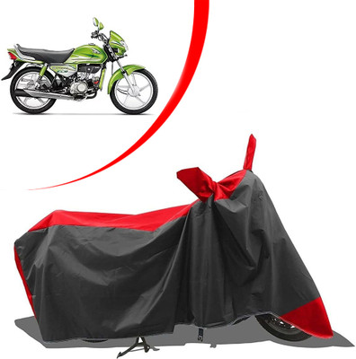 SEBONGO Waterproof Two Wheeler Cover for Hero(HF Deluxe Eco, Black, Red)