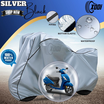xodi Waterproof Two Wheeler Cover for TVS(Jupiter, Silver, Black)