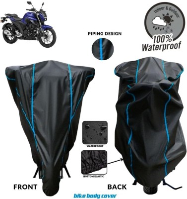 MADAFIYA Two Wheeler Cover for Yamaha(FZ-25 BS6, Black, Blue)