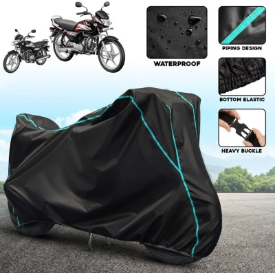 xodi Two Wheeler Cover for Hero(HF Deluxe BS6, Black, Blue)