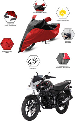FurniGully Two Wheeler Cover for Bajaj(Discover 150 s, Black, Red)