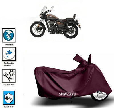 smwzxyu Waterproof Two Wheeler Cover for Royal Enfield(Meteor 350, Grey, Maroon)