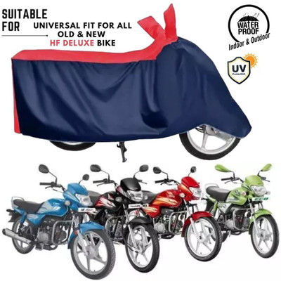 ZAQE Waterproof Two Wheeler Cover for Hero, Honda, Universal For Bike(HF Deluxe, Blue, Red)