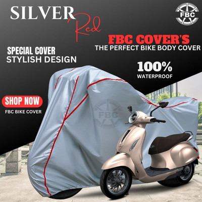 FBC Waterproof Two Wheeler Cover for Bajaj(Chetak, Silver, Red)