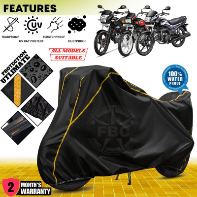 AutoGalaxy Waterproof Two Wheeler Cover for Hero(Super Splendor, Black, Yellow)