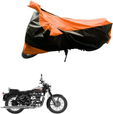 Mdstar Waterproof Two Wheeler Cover for Royal Enfield(Classic 350, Black, Orange)