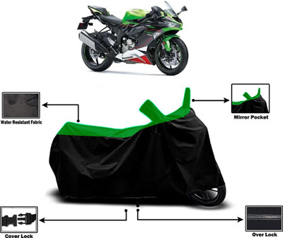 Amexride Two Wheeler Cover for Kawasaki(Ninja ZX-6R BS6, Green)