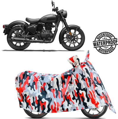 PAGORA Waterproof Two Wheeler Cover for Royal Enfield(Bullet 350, Red, White)